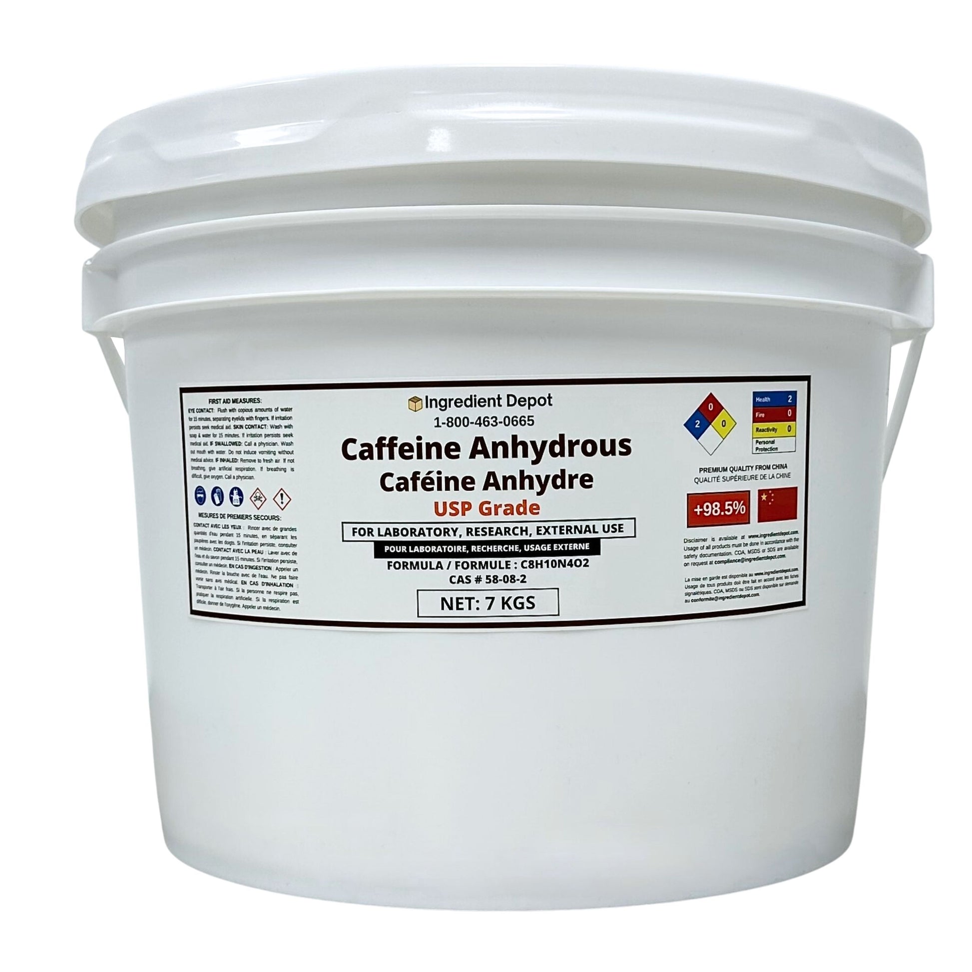 Caffeine Anhydrous 7 kgs - IngredientDepot.com