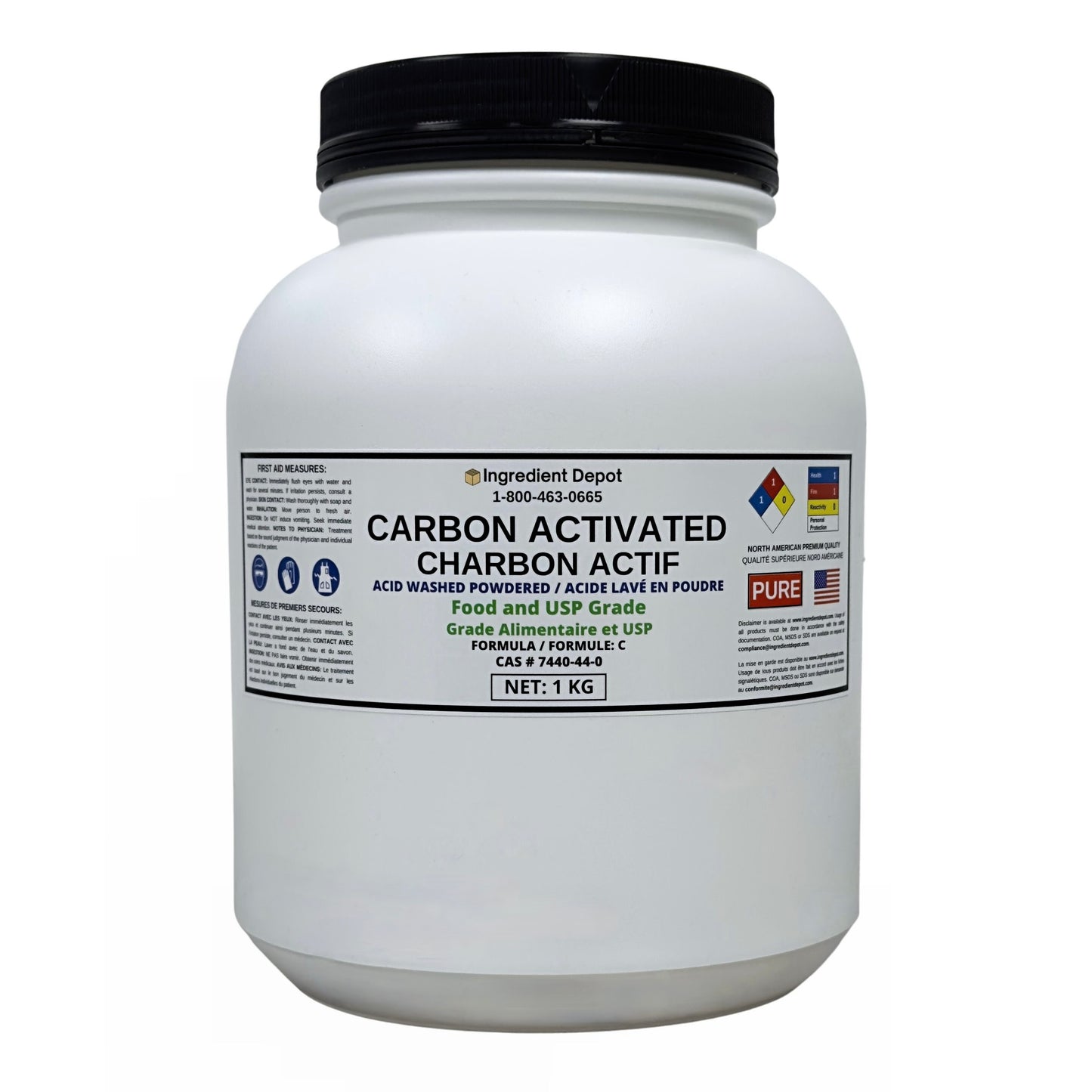 Carbon Activated Acid Washed Powdered 1 kg - IngredientDepot.com