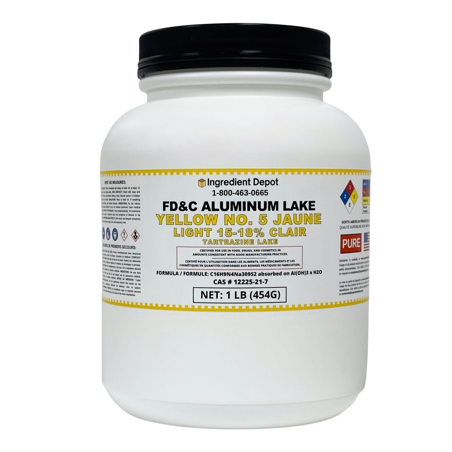 Yellow No. 5 FD&C Aluminum Lake Light (15-18%) Tartrazine 1 lb (454g)