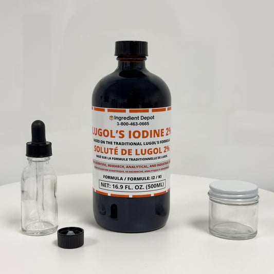 Lugol's Iodine Solution 2% - 16.9 fl. oz. (500 mL) Glass Bottle and Dispensing Kit