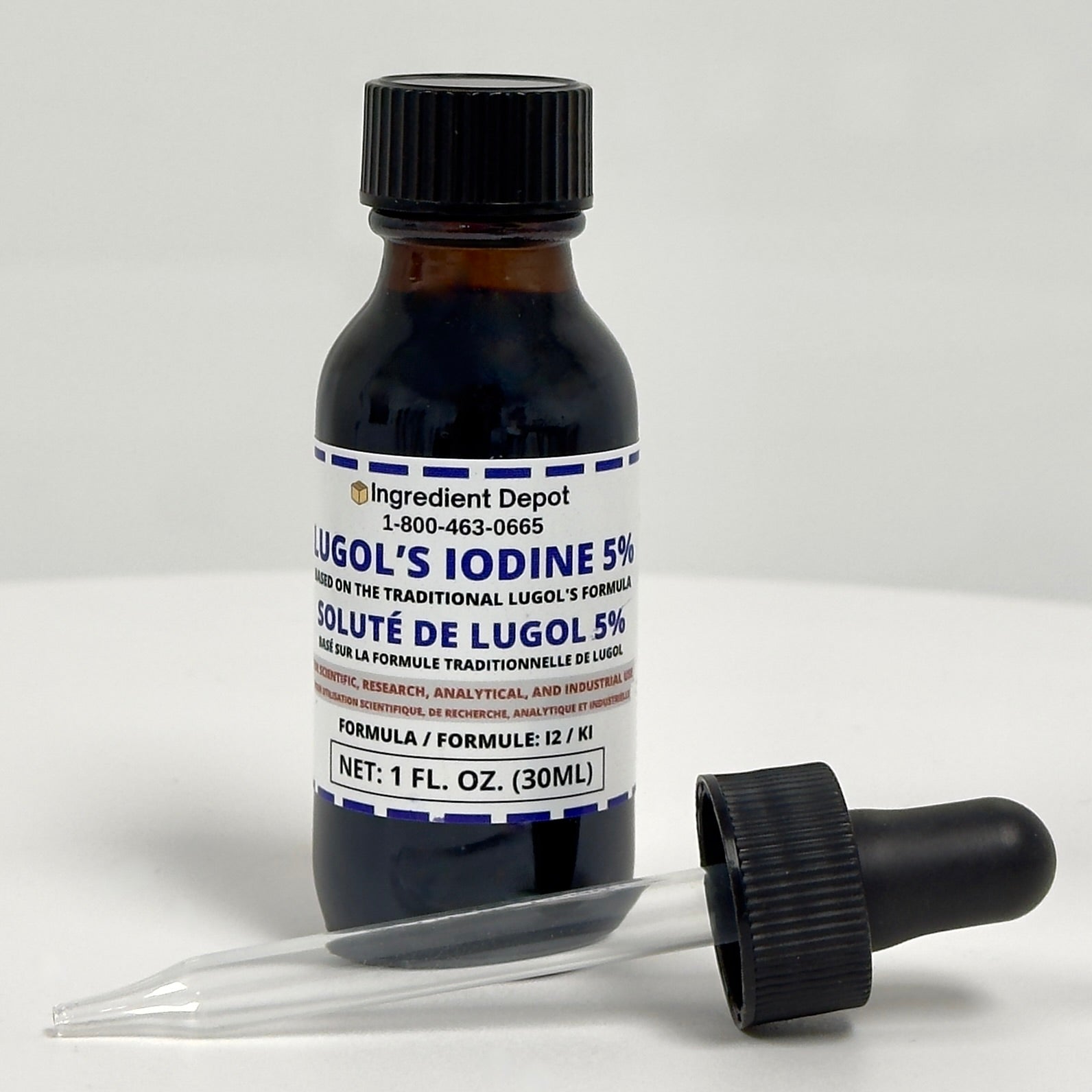 Lugol's Iodine Solution 5% - 1 fl. oz. (30 mL) Glass Dropper Bottle