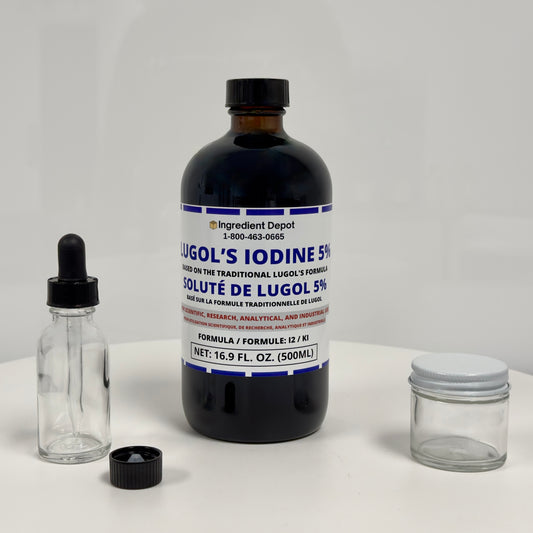 Lugol's Iodine Solution 5% - 16.9 fl. oz. (500 mL) Glass Bottle and Dispensing Kit