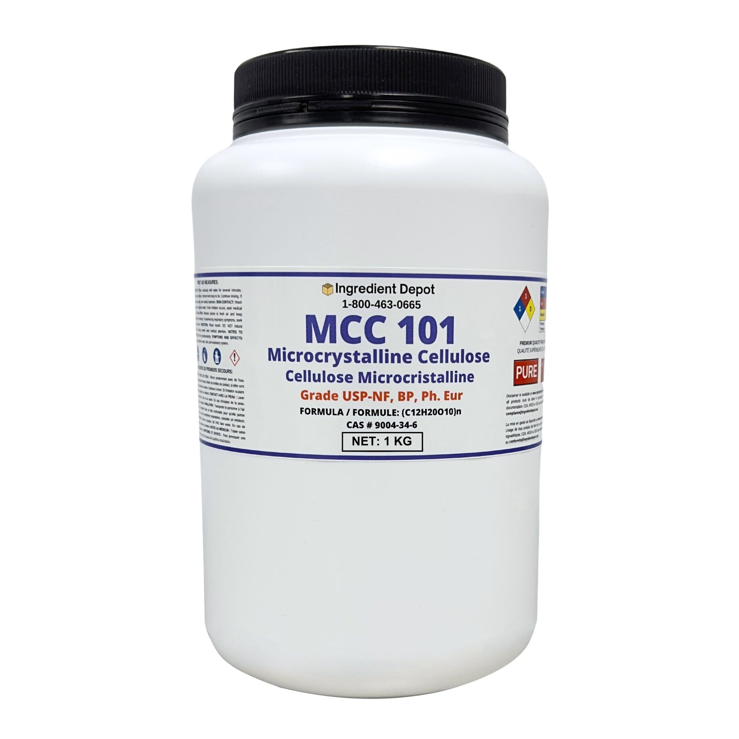 MCC 101 Microcrystalline Cellulose 1 kg - IngredientDepot.com