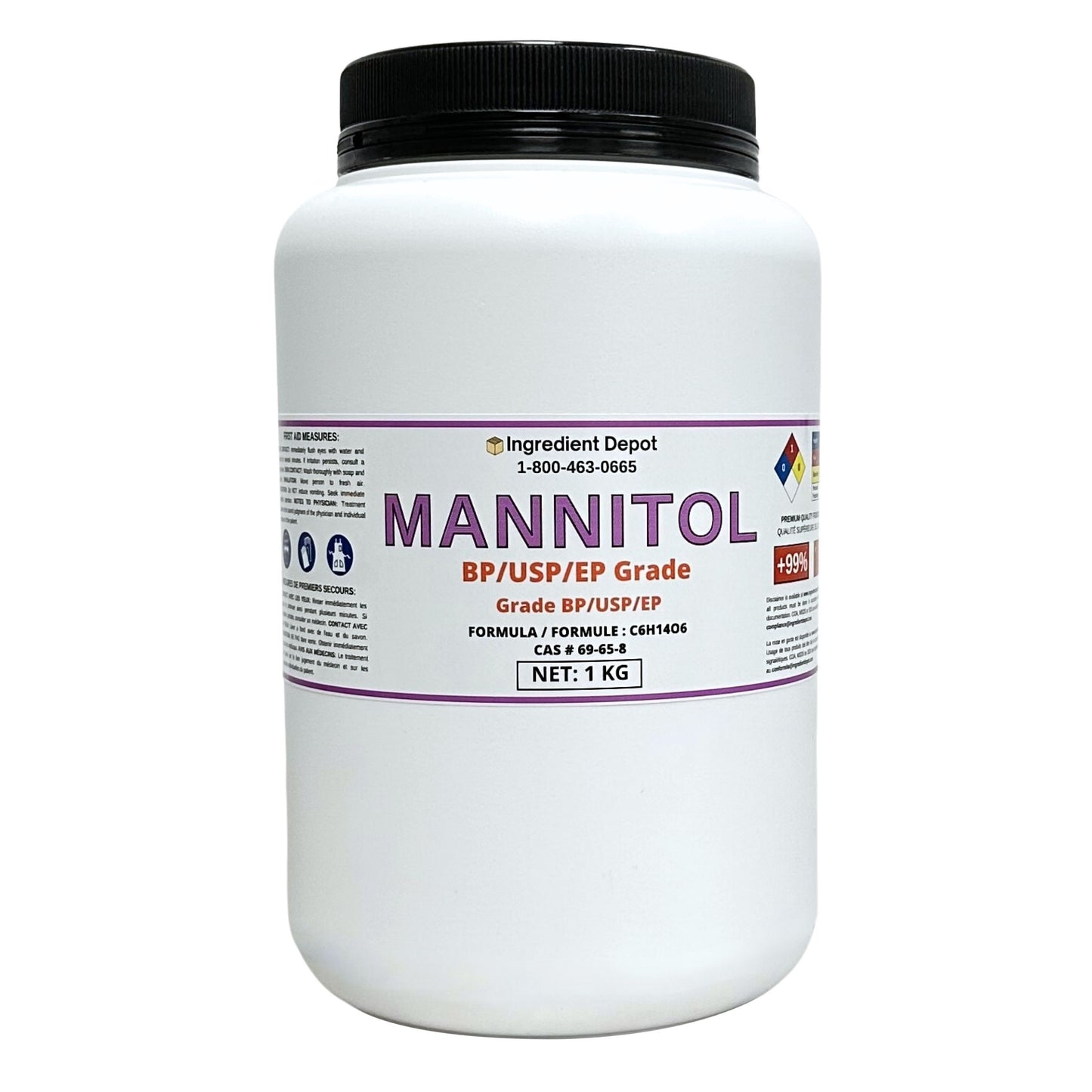 Mannitol BP/USP/EP Grade 1 kg - IngredientDepot.com