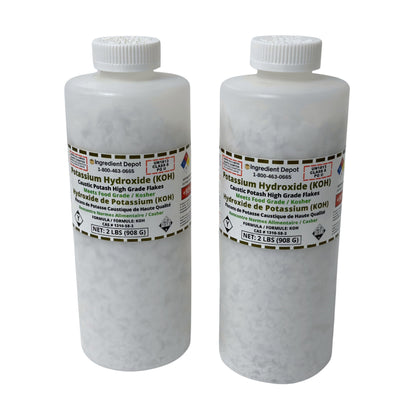Potassium Hydroxide (KOH or Caustic Potash) Flakes 2 Jars