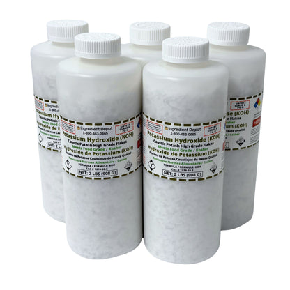 Potassium Hydroxide (KOH or Caustic Potash) Flakes 5 Jars