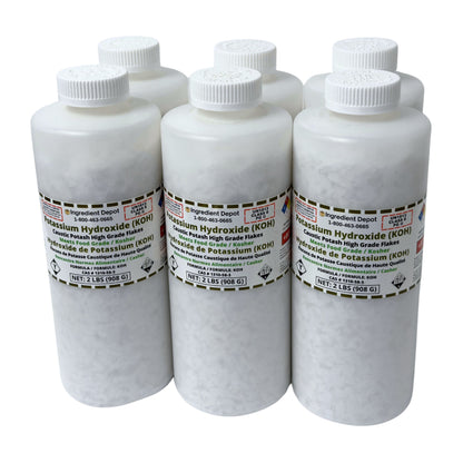 Potassium Hydroxide (KOH or Caustic Potash) Flakes 6 Jars