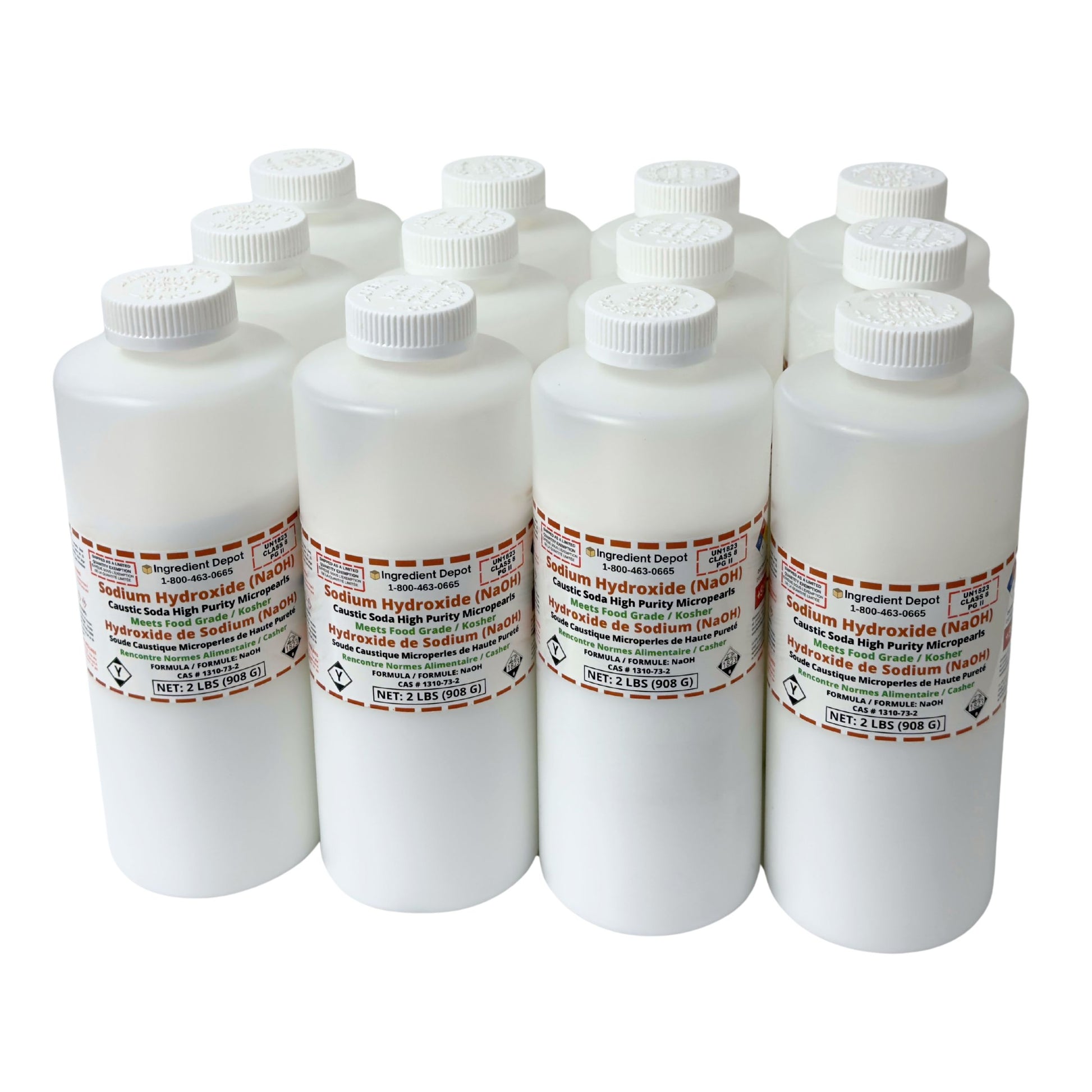 Sodium Hydroxide (NaOH or Caustic Soda) Micropearls 12 Jars