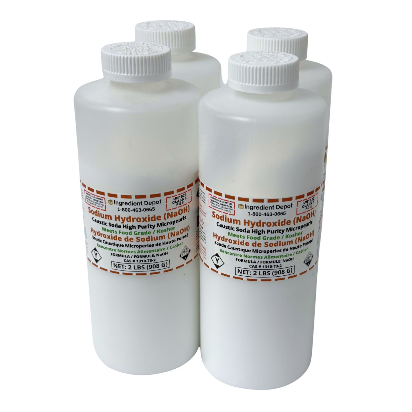 Sodium Hydroxide (NaOH or Caustic Soda) Micropearls 4 Jars
