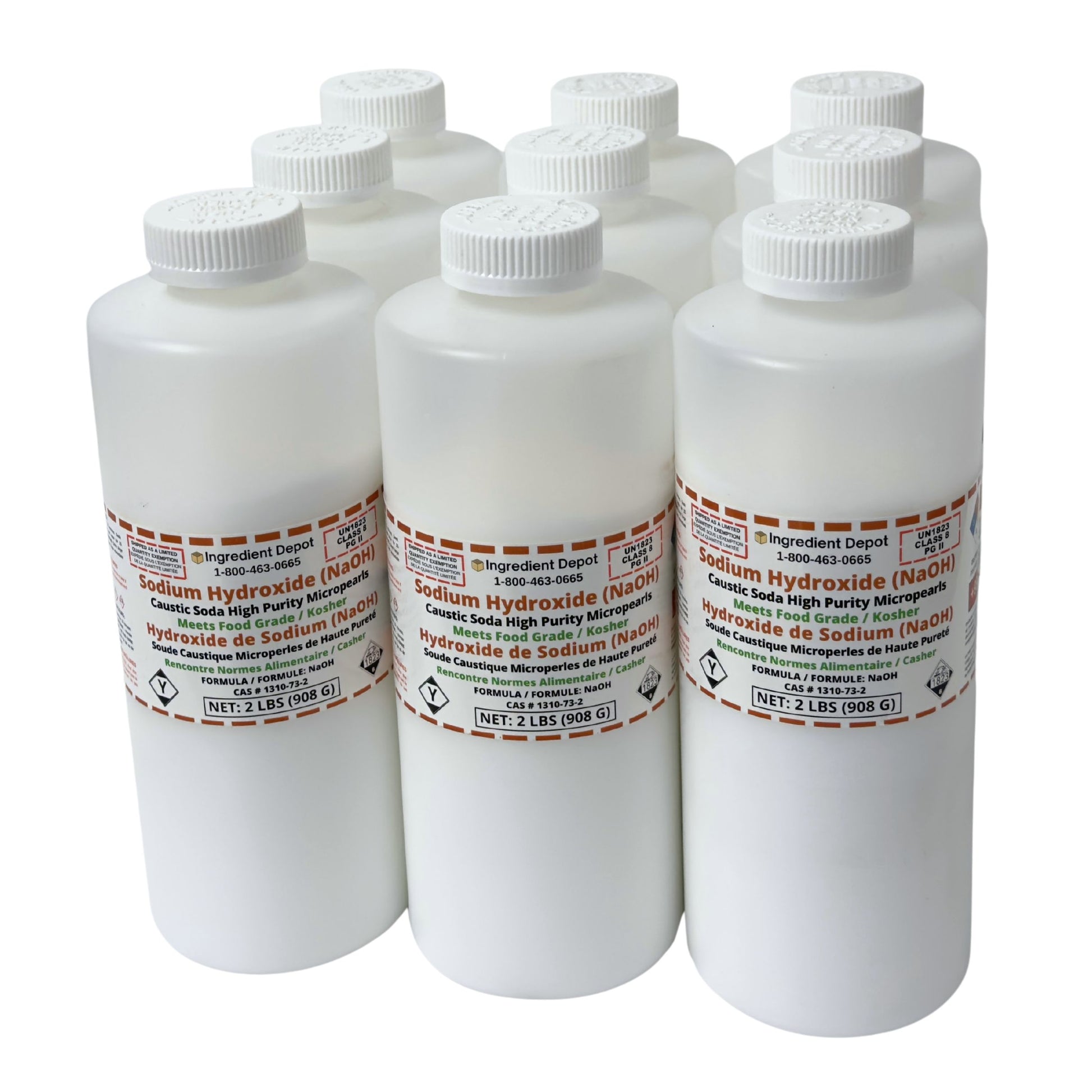 Sodium Hydroxide (NaOH or Caustic Soda) Micropearls 9 Jars