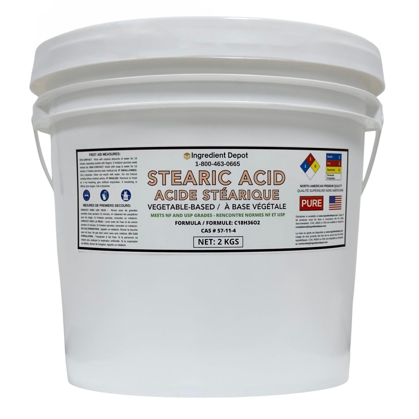 Stearic Acid, Vegetable-Based, NF and Food Grade 2 kgs - IngredientDepot.com