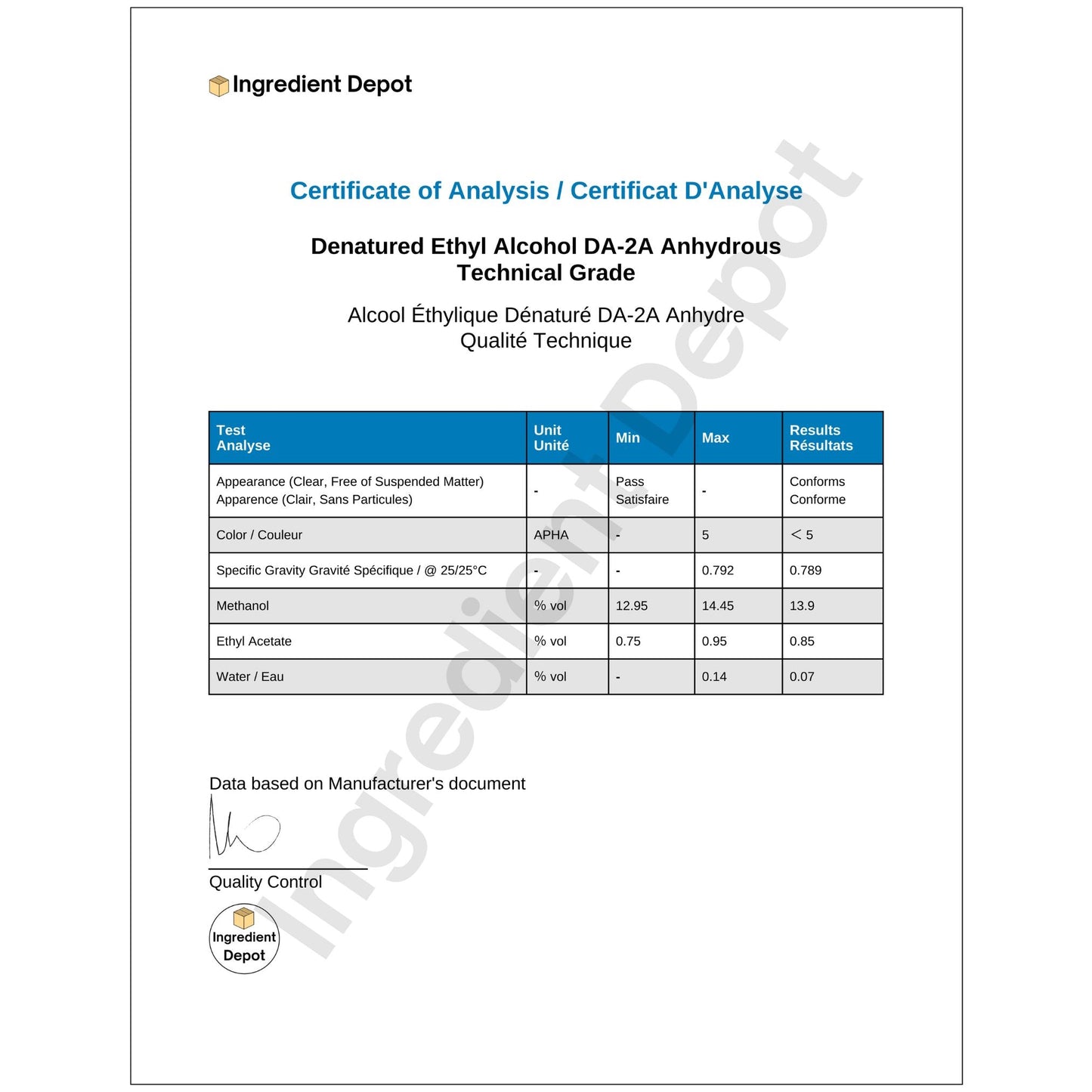 Ethanol DA-2A (Denatured Ethyl Alcohol) 200 litres