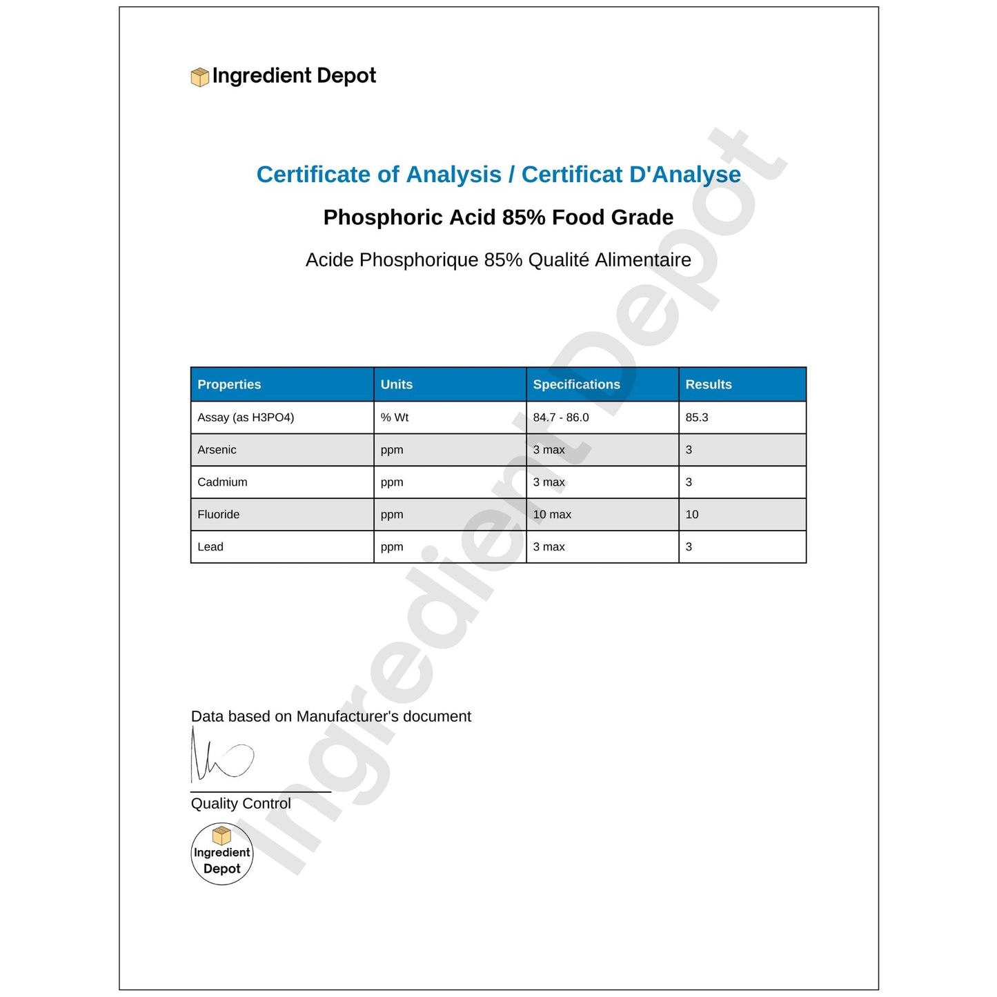 Phosphoric Acid 85% Food Grade 4.99 litres