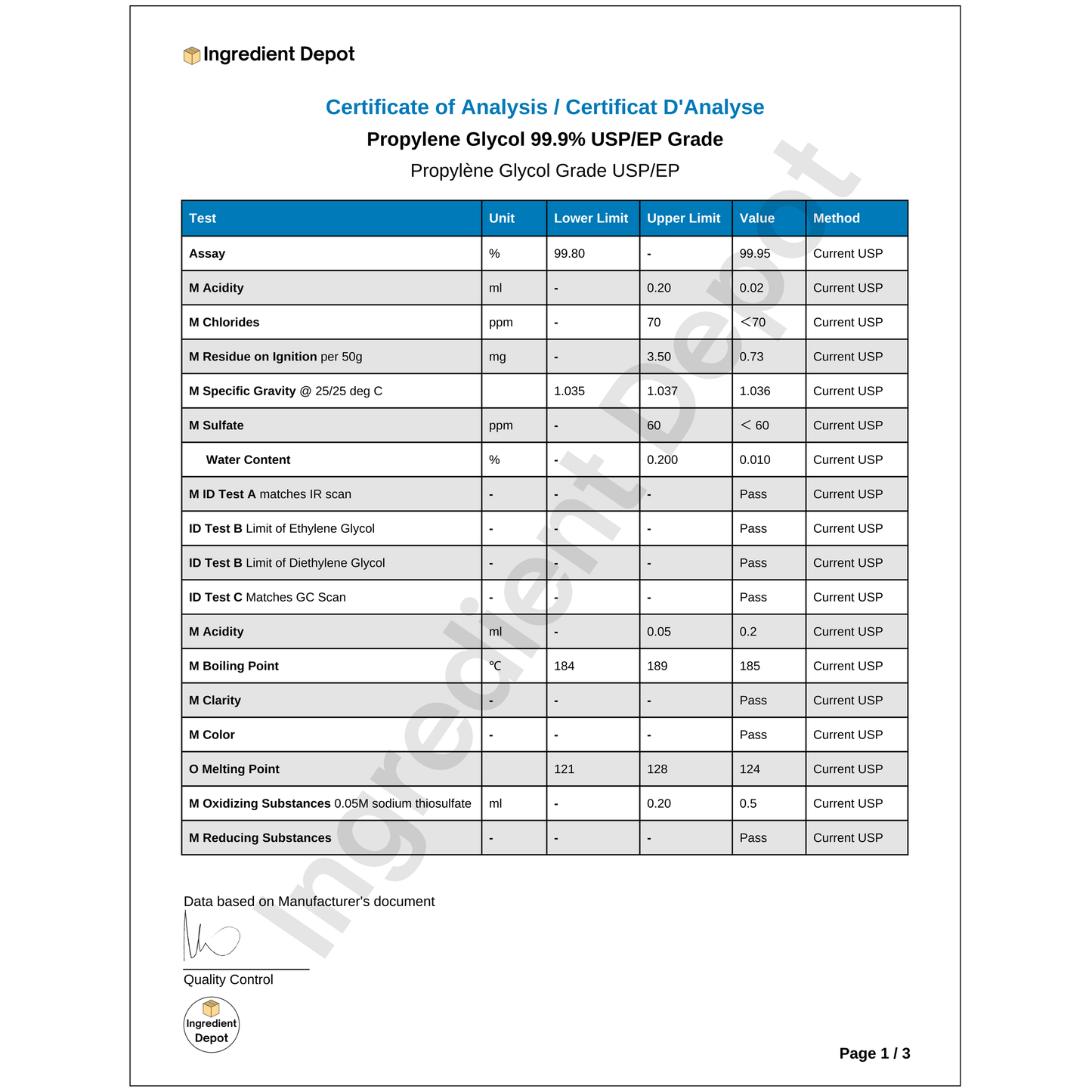 Propylene Glycol 99.9% USP/EP Grade 20 litres