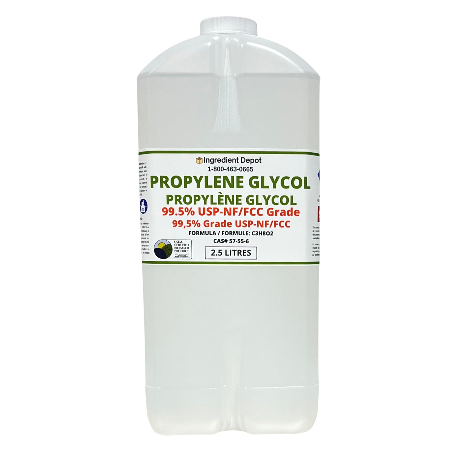 Propylene Glycol 99.5% USP Grade BioBased 2.5 litres - IngredientDepot.com