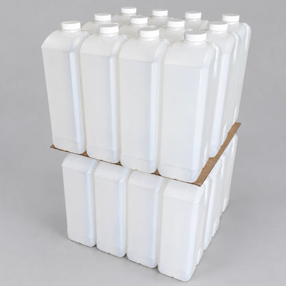 Contenants en plastique PEHD de 2,5 L et bouchons blancs — Lot de 24
