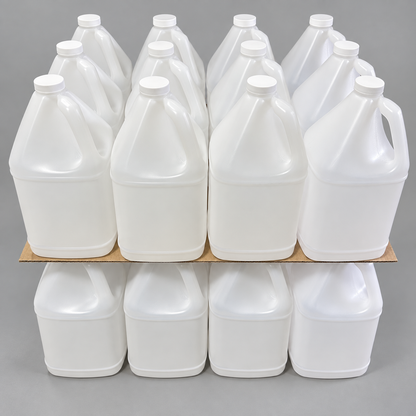 Bidons en plastique PEHD de 4 L et bouchons blancs — Lot de 24