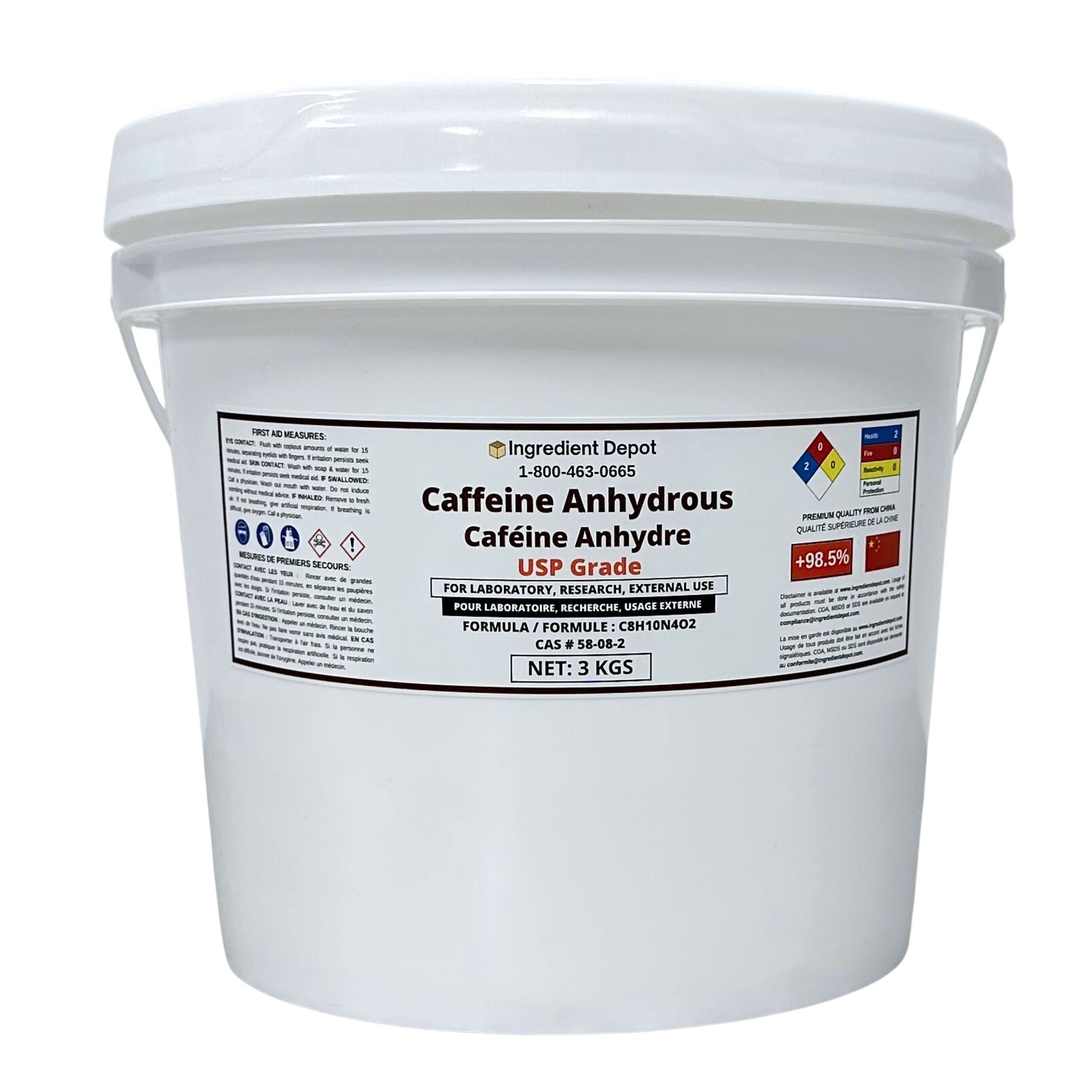 Caffeine Anhydrous 3 kgs - IngredientDepot.com