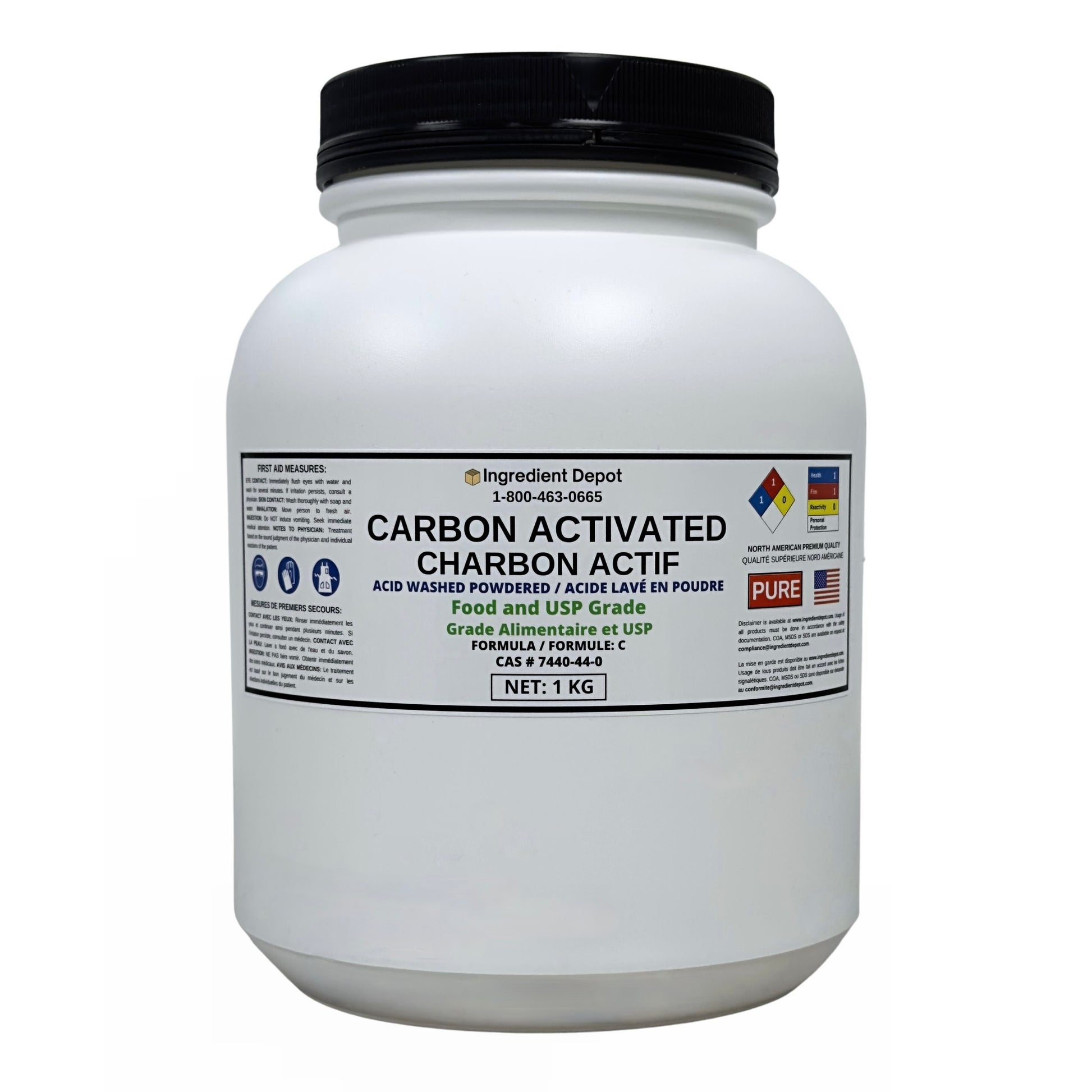 Carbon Activated Acid Washed Powdered 1 kg - IngredientDepot.com