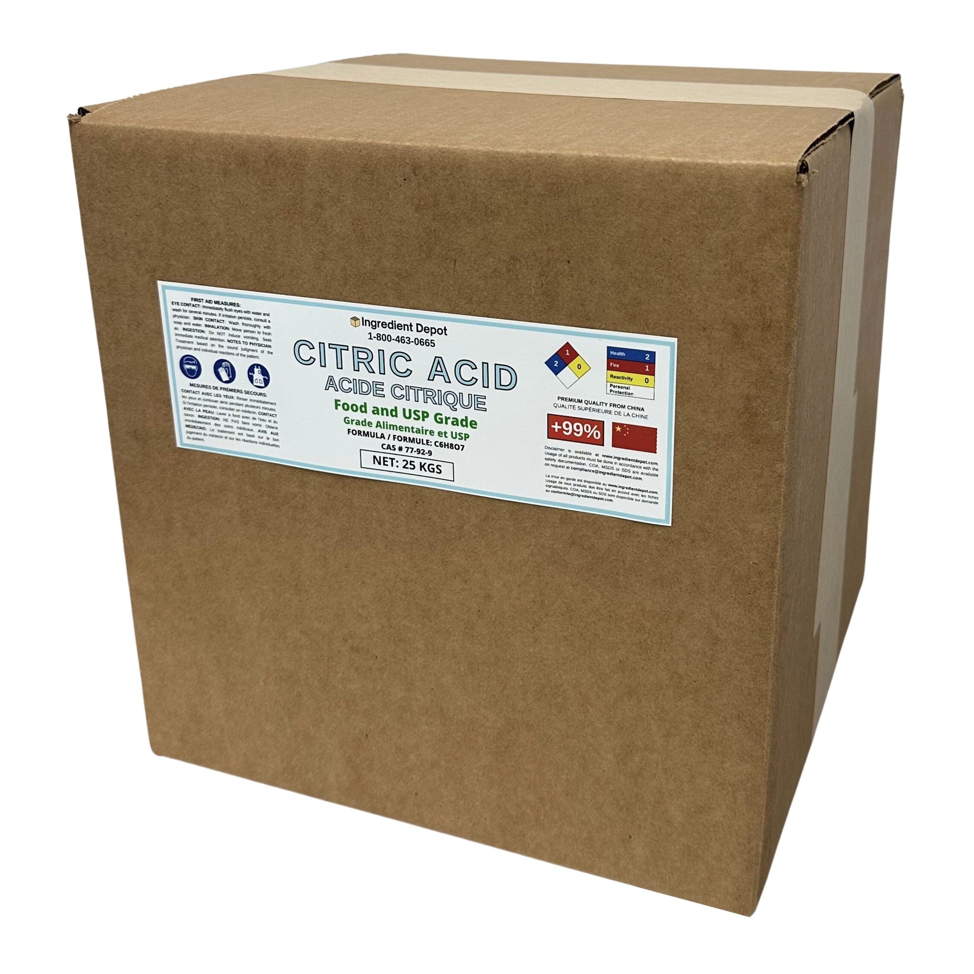Citric Acid Food and USP Grade (China) 25 kgs - IngredientDepot.com