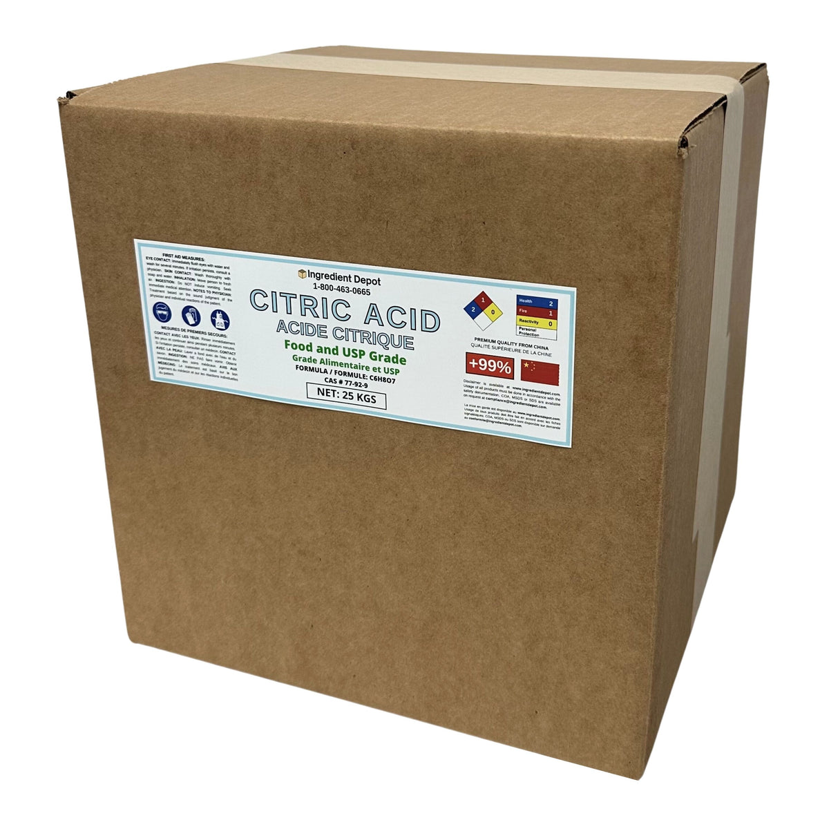 Citric Acid Food and USP Grade (China) 25 kgs