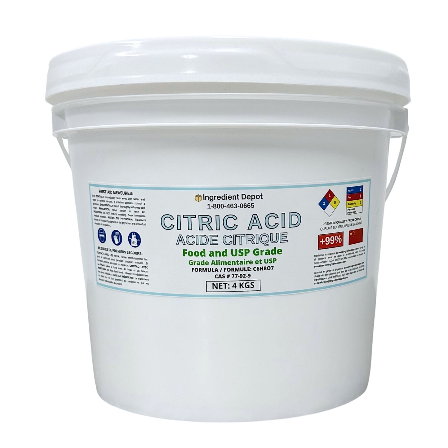 Citric Acid Food and USP Grade (China) 4 kgs - IngredientDepot.com