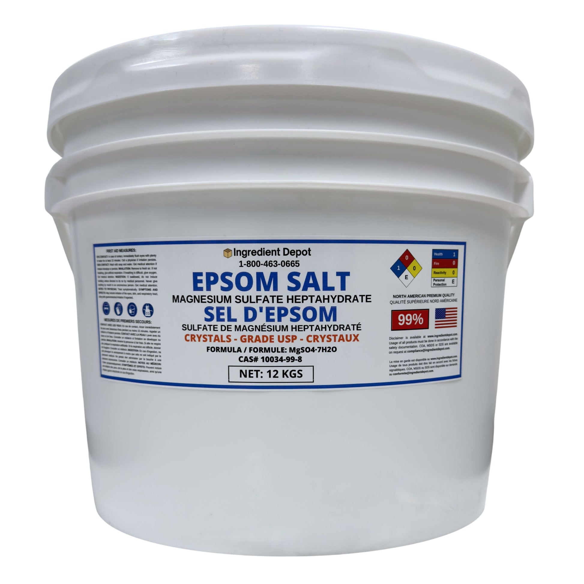 Epsom Salt (Magnesium Sulfate Heptahydrate) USP Grade 12 kgs