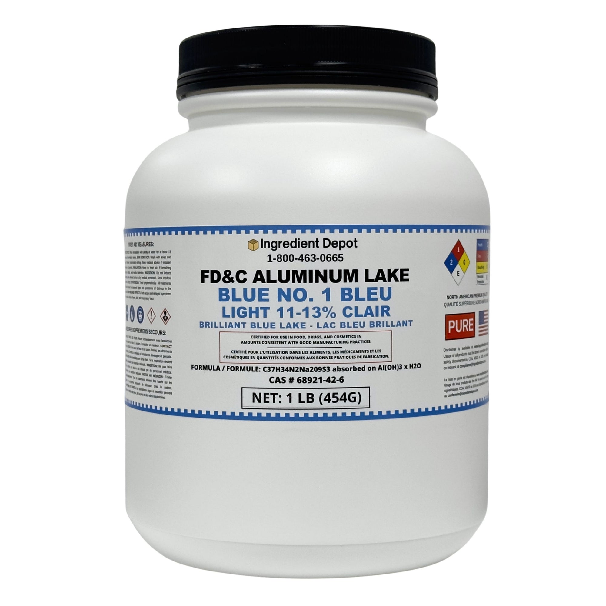 Blue No. 1 FD&C Aluminum Lake Light (11-13%) Brilliant Blue 1 lb (454g)
