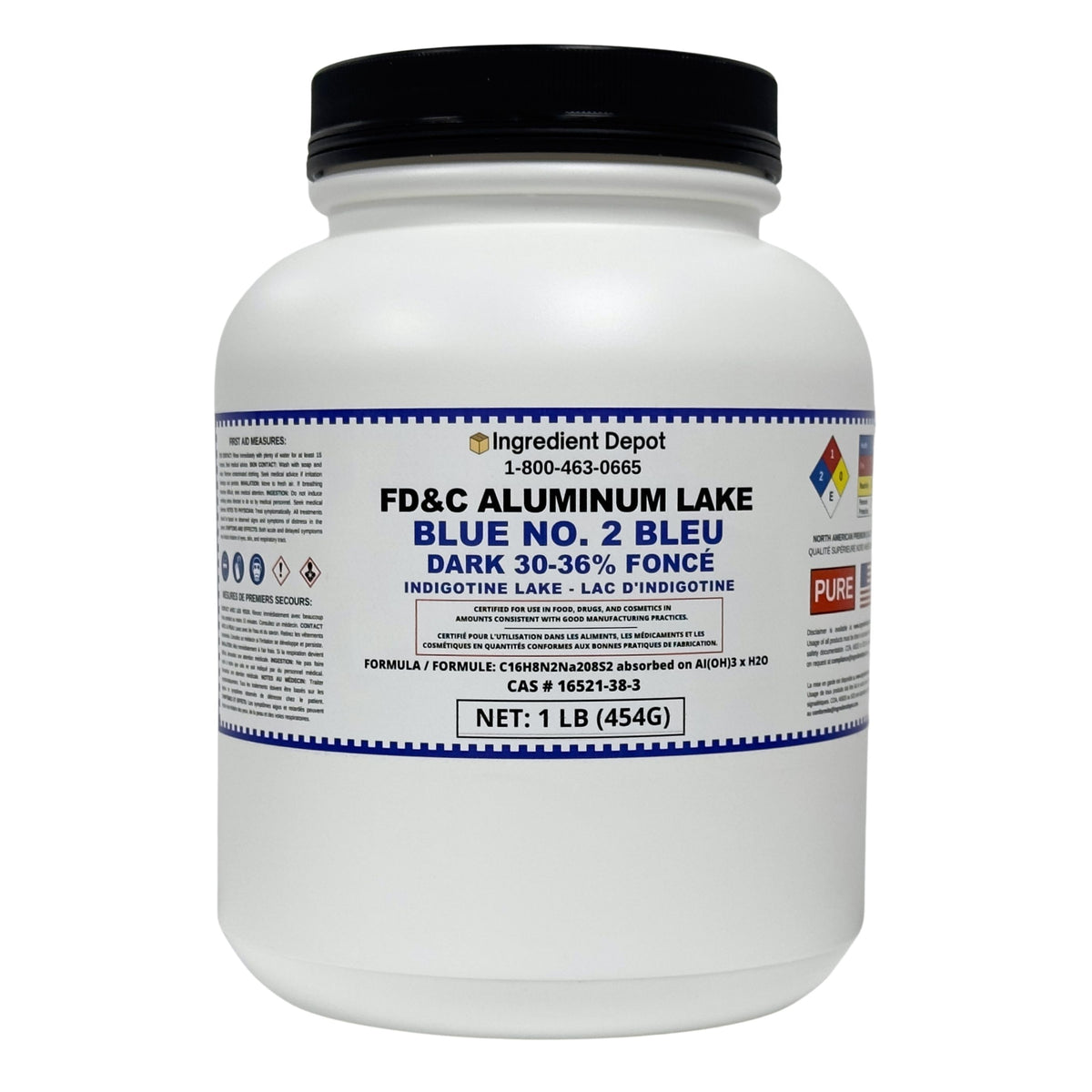 Blue No. 2 FD&amp;C Aluminum Lake Dark (30-36%) Indigotine 1 lb (454g)