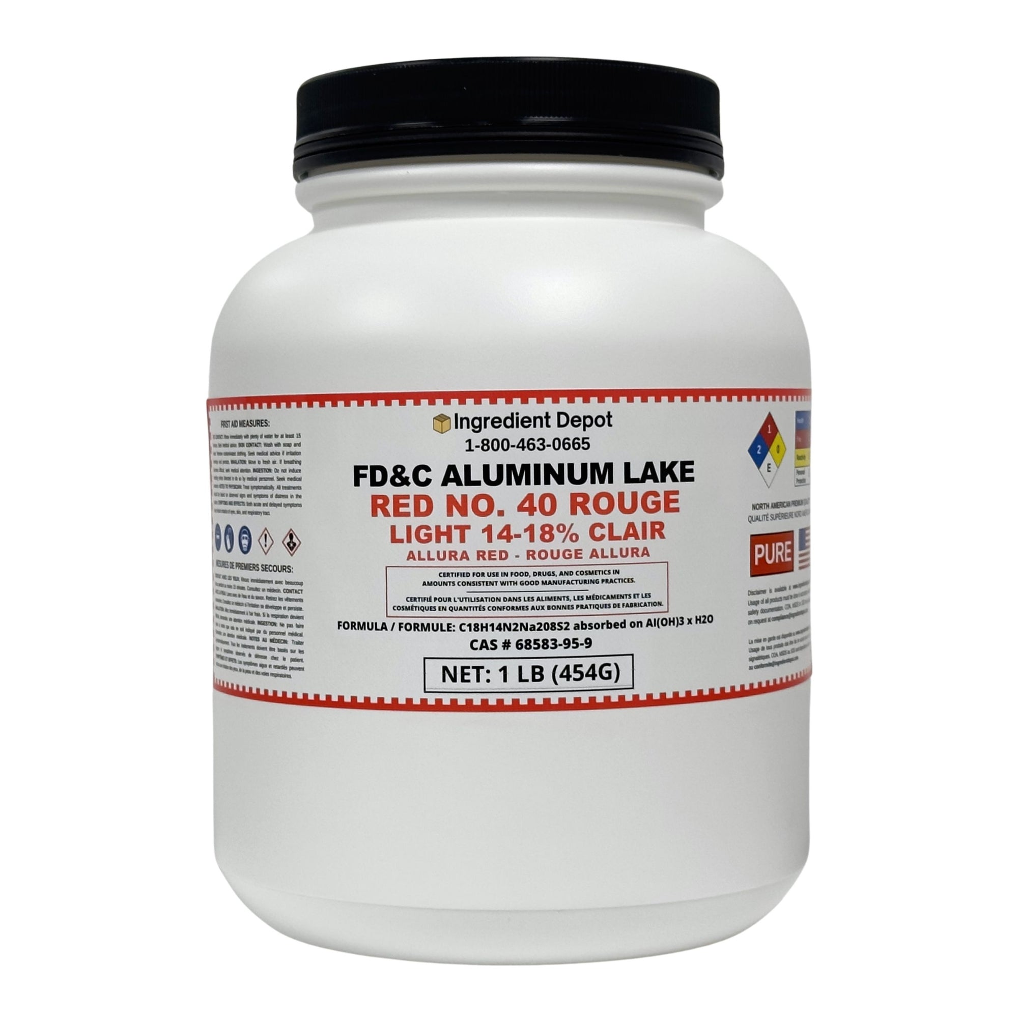 Red No. 40 FD&C Aluminum Lake Light (14-18%) Allura Red 1 lb (454g)