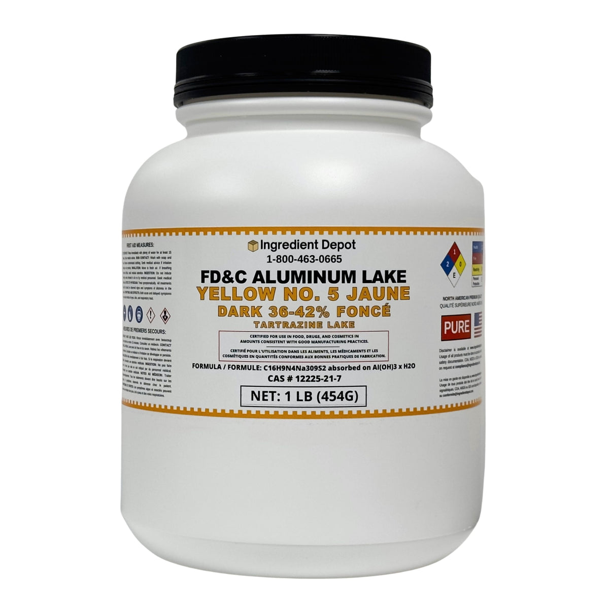 Yellow No. 5 FD&amp;C Aluminum Lake Dark (36-42%) Tartrazine 1 lb (454g)