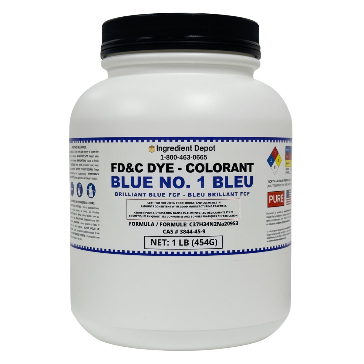 Blue No. 1 FD&C Dye (Brilliant Blue FCF) 1 lb (454g) – Ingredient Depot