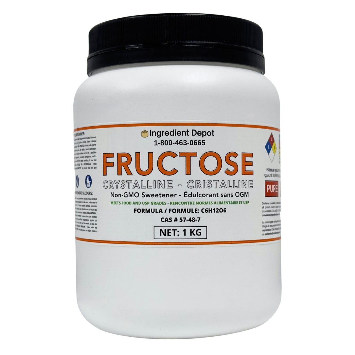 Fructose Crystalline, Food and USP Grade, Non-GMO 1 kg