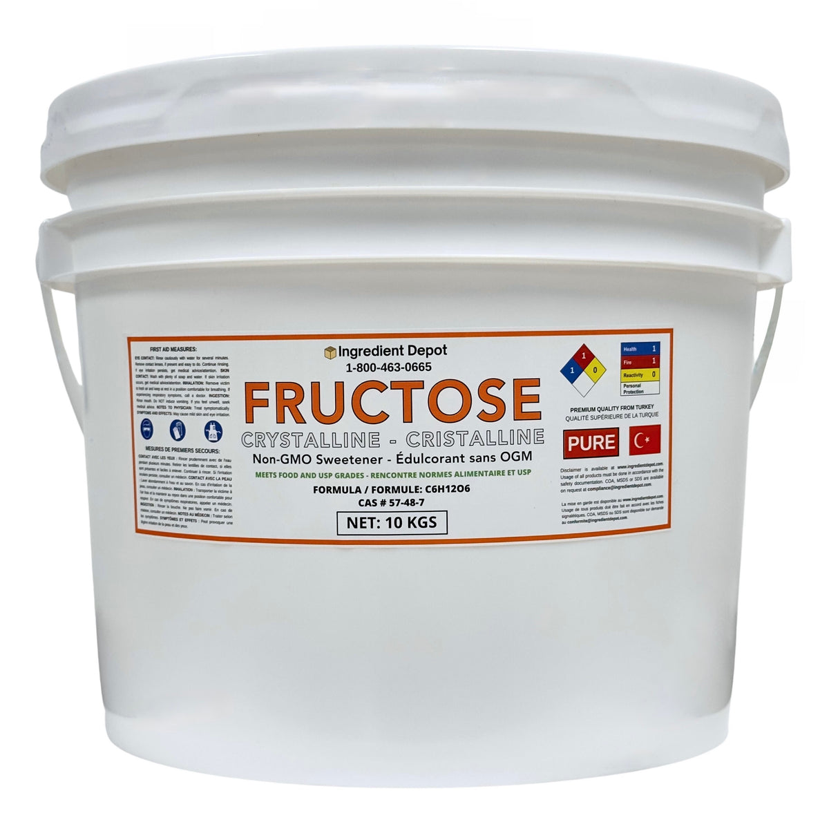 Fructose Crystalline, Food and USP Grade, Non-GMO 10 kgs