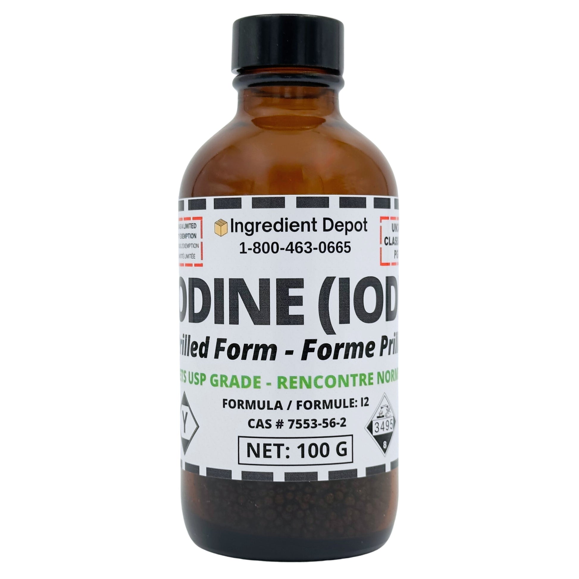 Iodine Prilled 99.8% USP Grade 100g - IngredientDepot.com