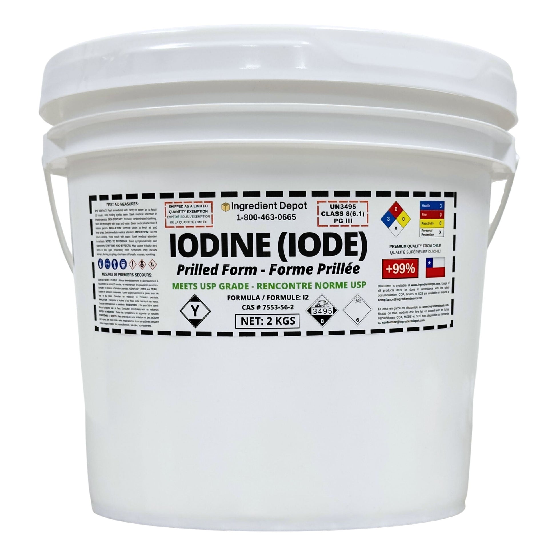 Iodine Prilled 99.8% USP Grade 2 kgs - IngredientDepot.com