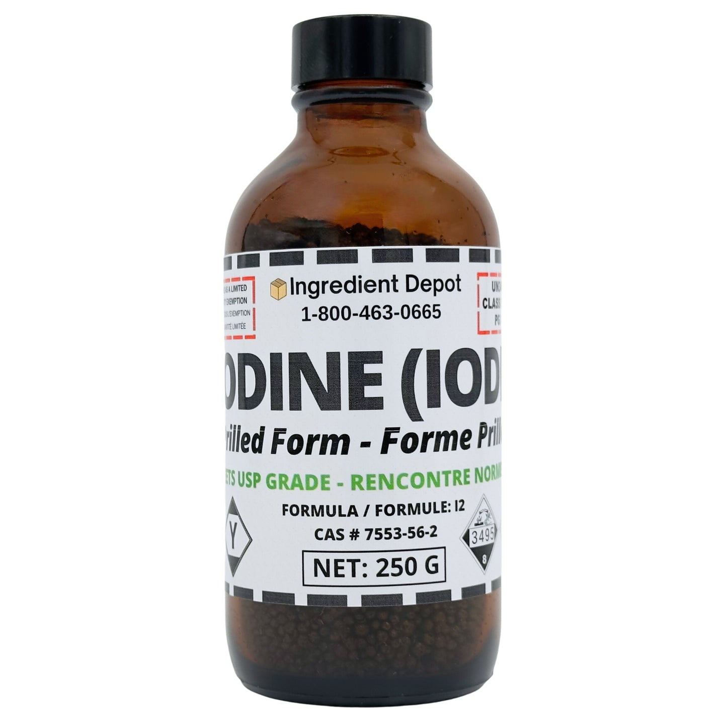 Iodine Prilled 99.8% USP Grade 250g - IngredientDepot.com
