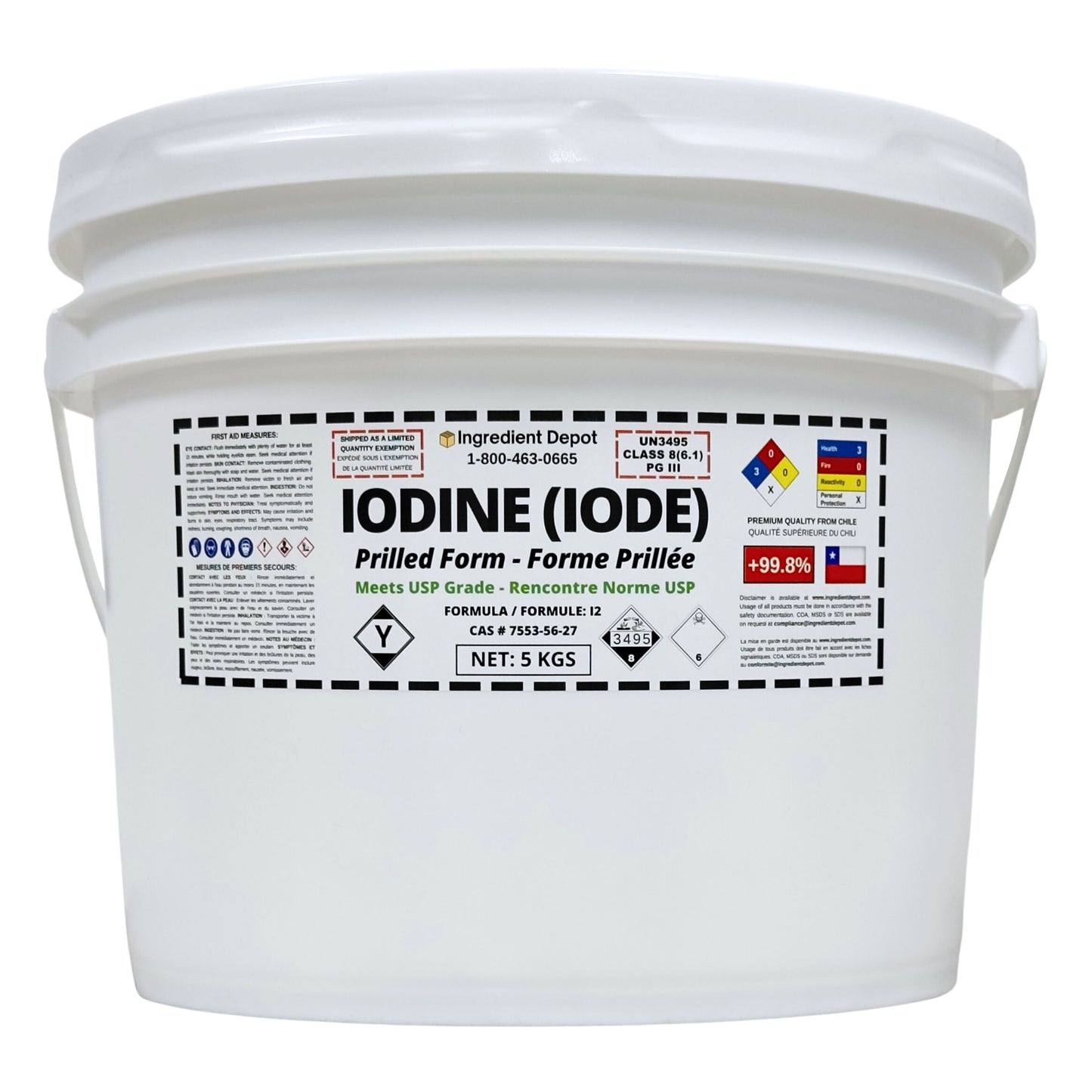 Iodine Prilled 99.8% USP Grade 5 kgs - IngredientDepot.com