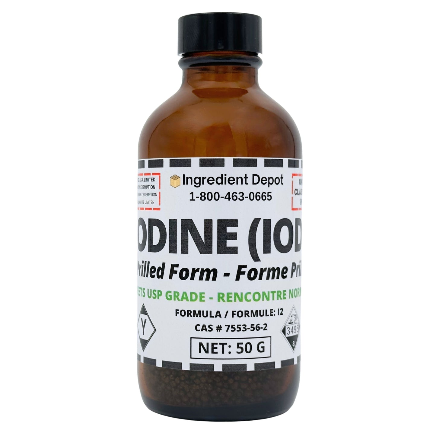 Iodine Prilled 99.8% USP Grade 50g - IngredientDepot.com