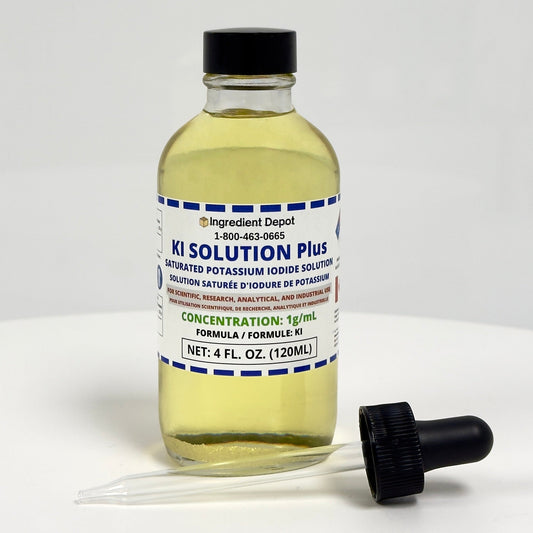 KI Solution Plus - Saturated Potassium Iodide Solution - 4 fl. oz. (120 mL) - 1 fl. oz. (30 mL) Glass Dropper Bottle