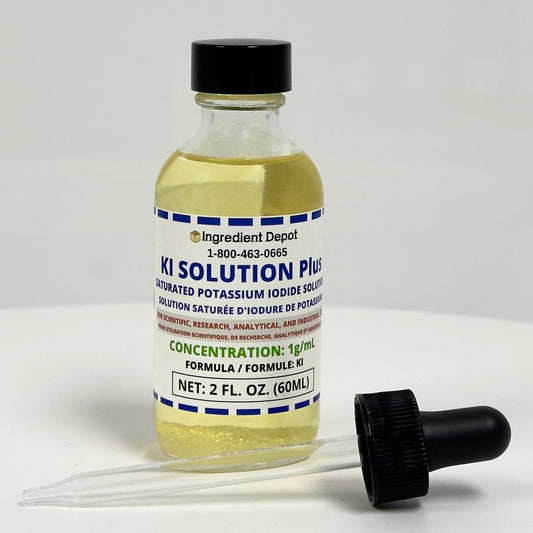 KI Solution Plus - Saturated Potassium Iodide Solution - 2 fl. oz. (60 mL) - 1 fl. oz. (30 mL) Glass Dropper Bottle