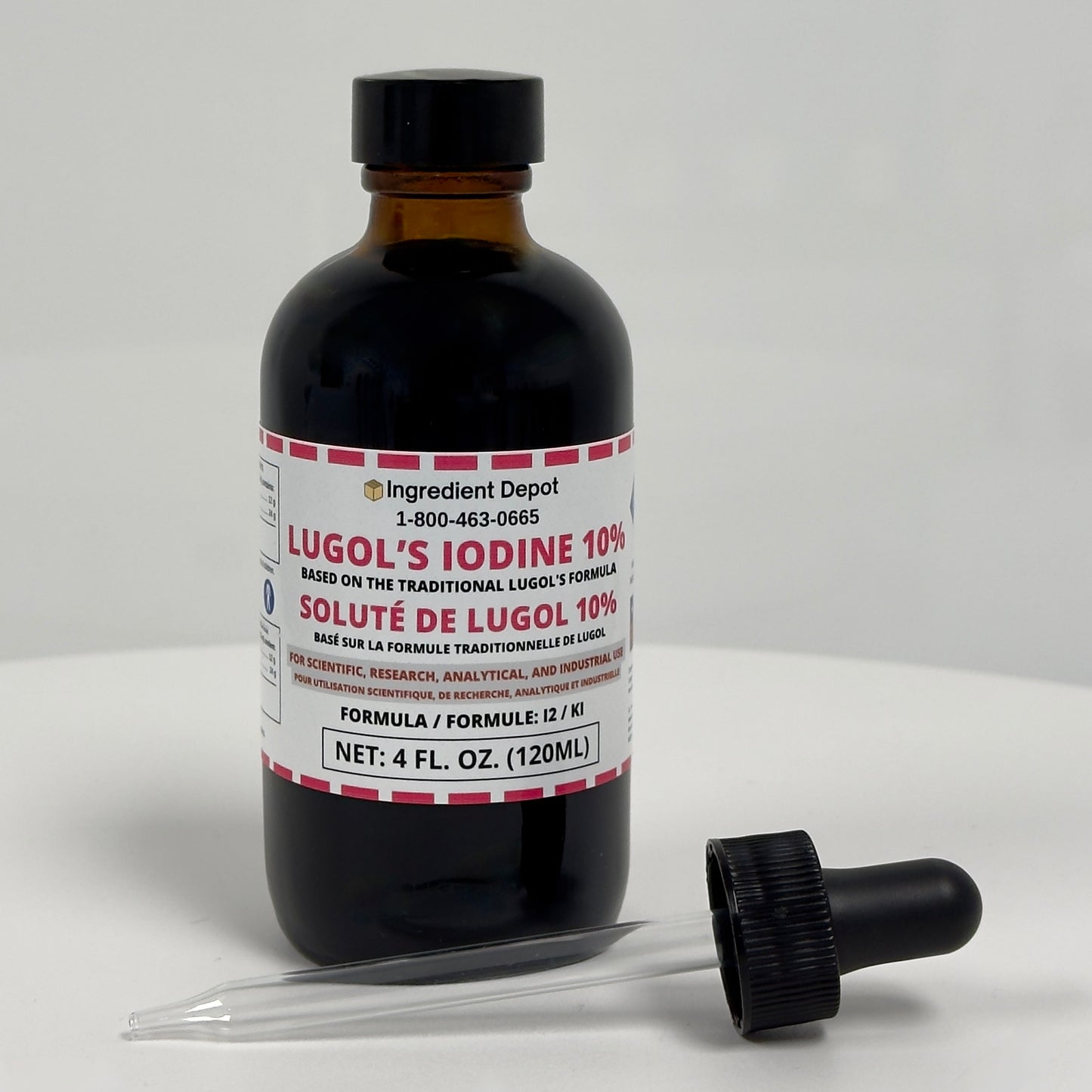 Lugol's Iodine Solution 10% - 4 fl. oz. (120 mL) Glass Dropper Bottle