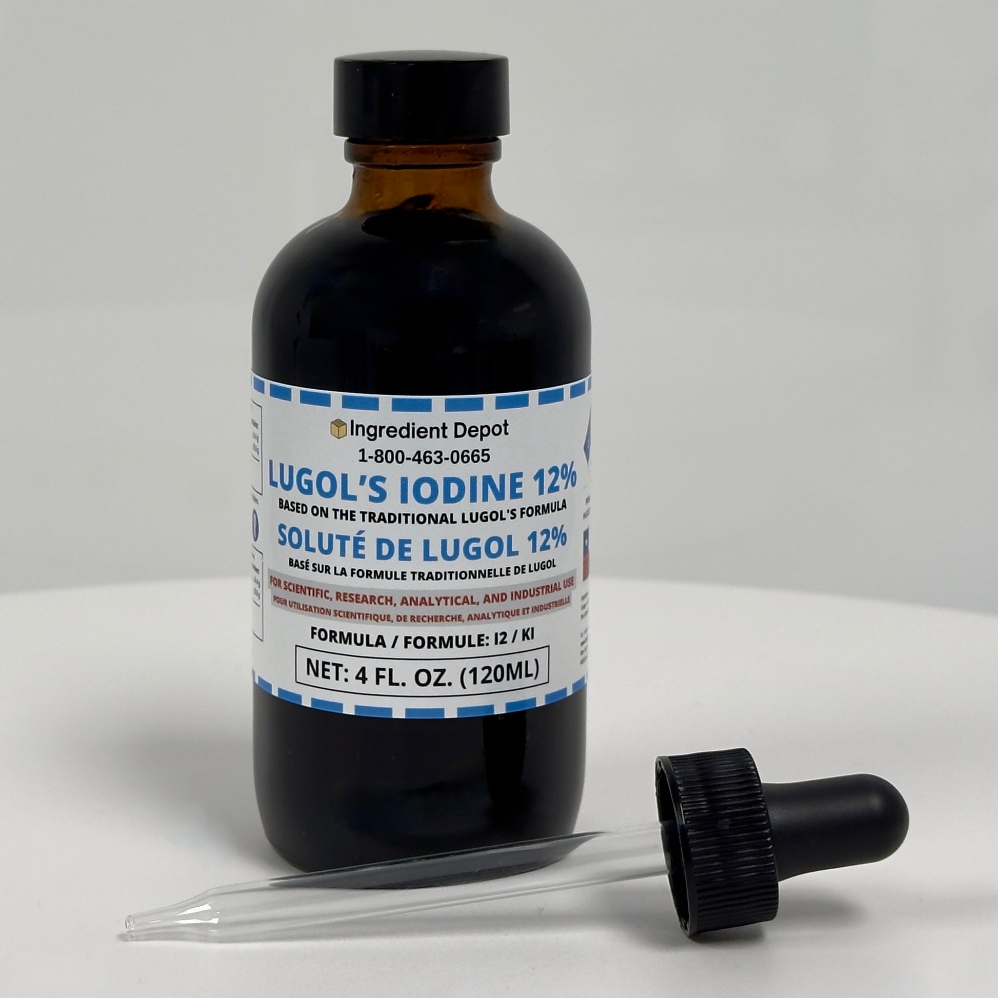 Lugol's Iodine Solution 12% - 4 fl. oz. (120 mL) Glass Dropper Bottle