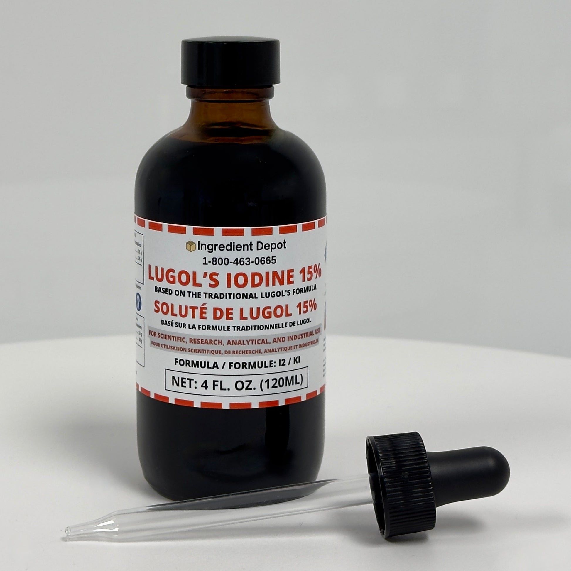 Lugol's Iodine Solution 15% - 4 fl. oz. (120 mL) Glass Dropper Bottle