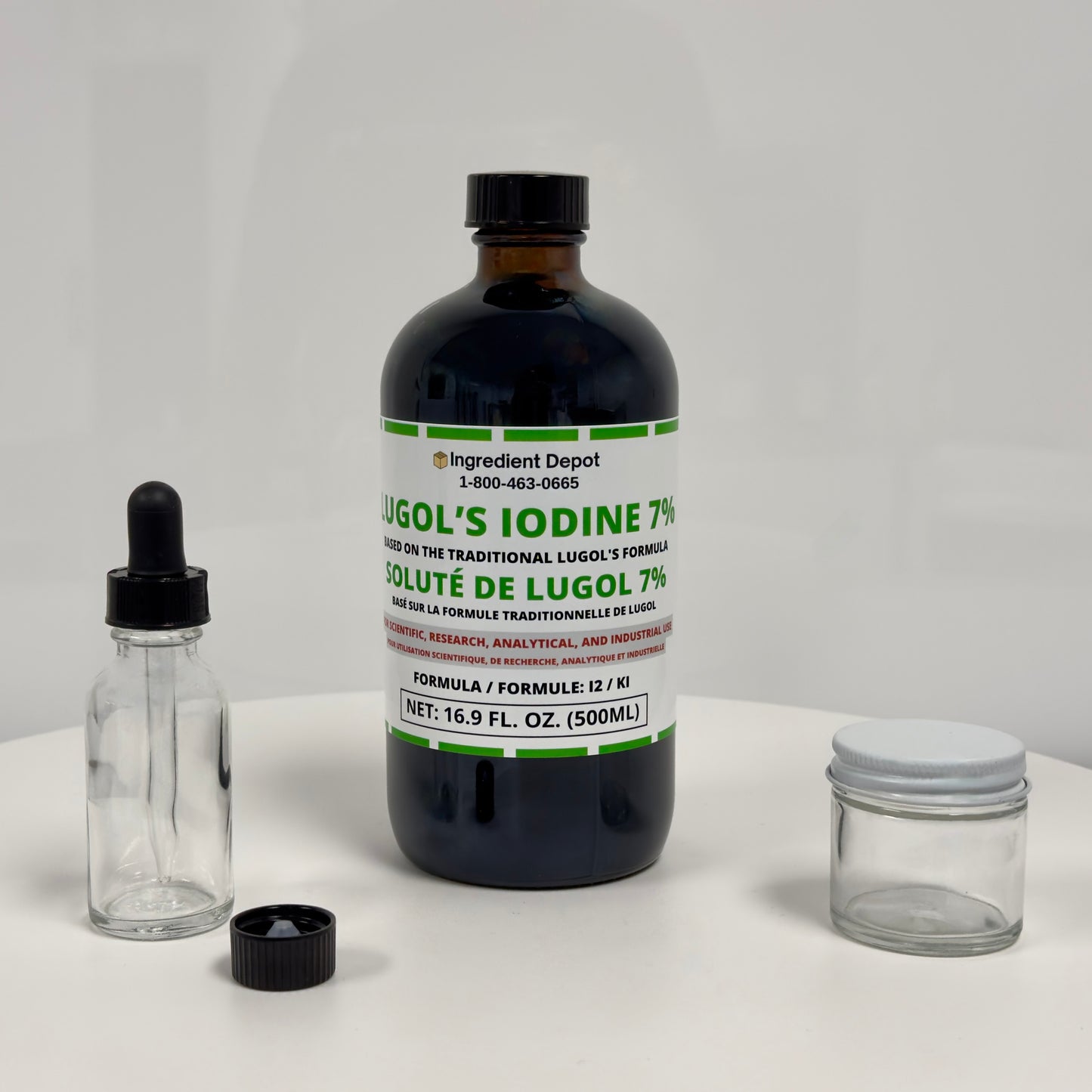 Lugol's Iodine Solution 7% - 16.9 fl. oz. (500 mL) Glass Dropper Bottle
