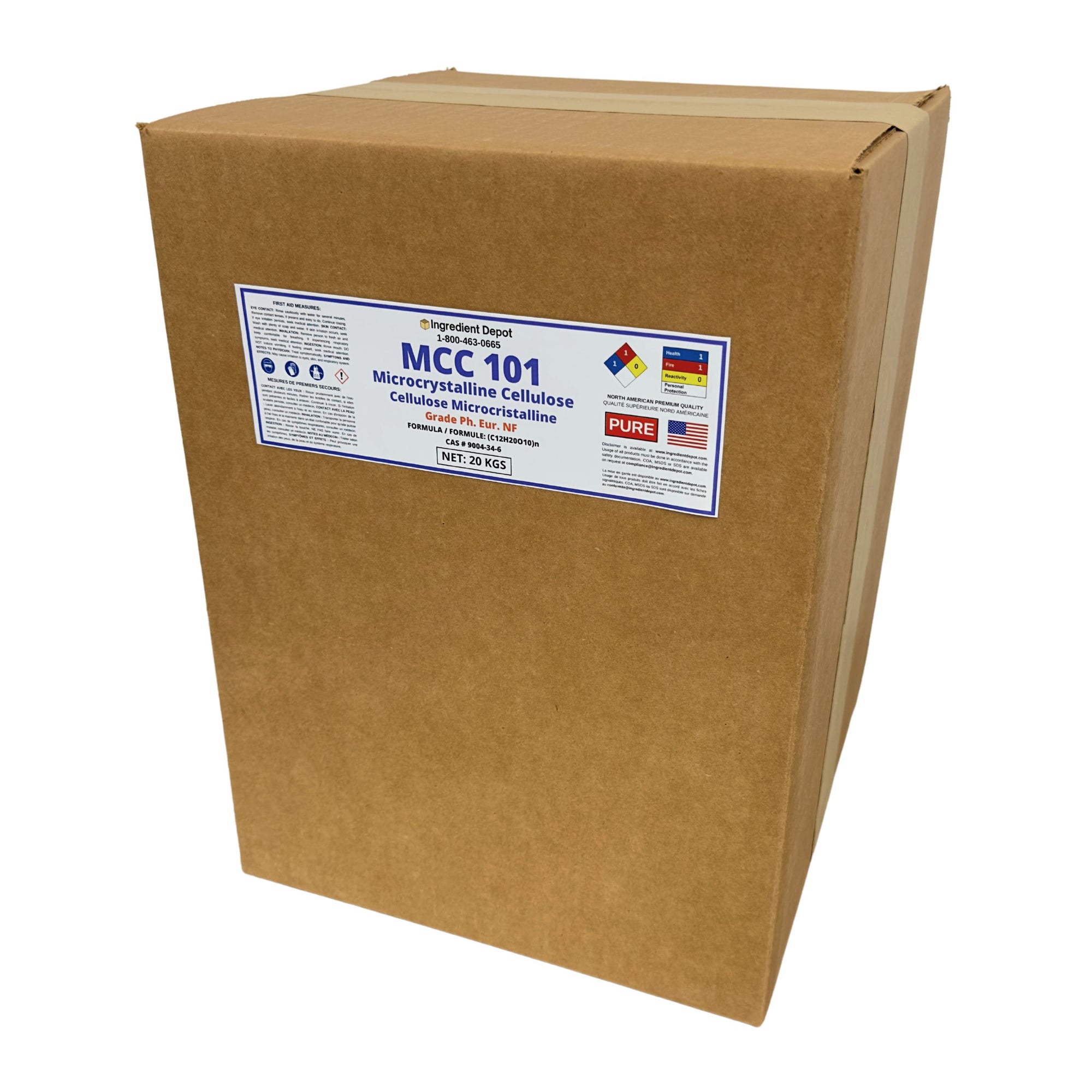 MCC 101 Microcrystalline Cellulose 20 kgs from North America