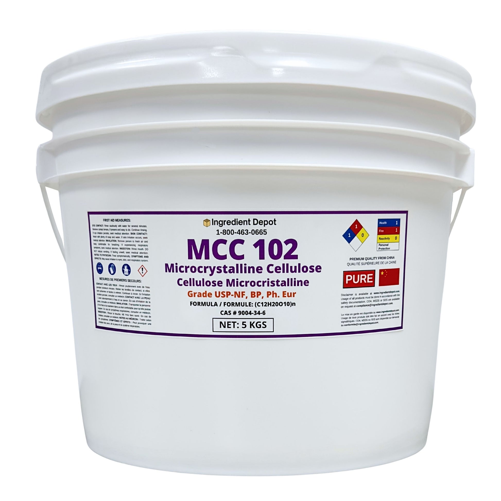 MCC 102 Microcrystalline Cellulose 5 kgs - IngredientDepot.com