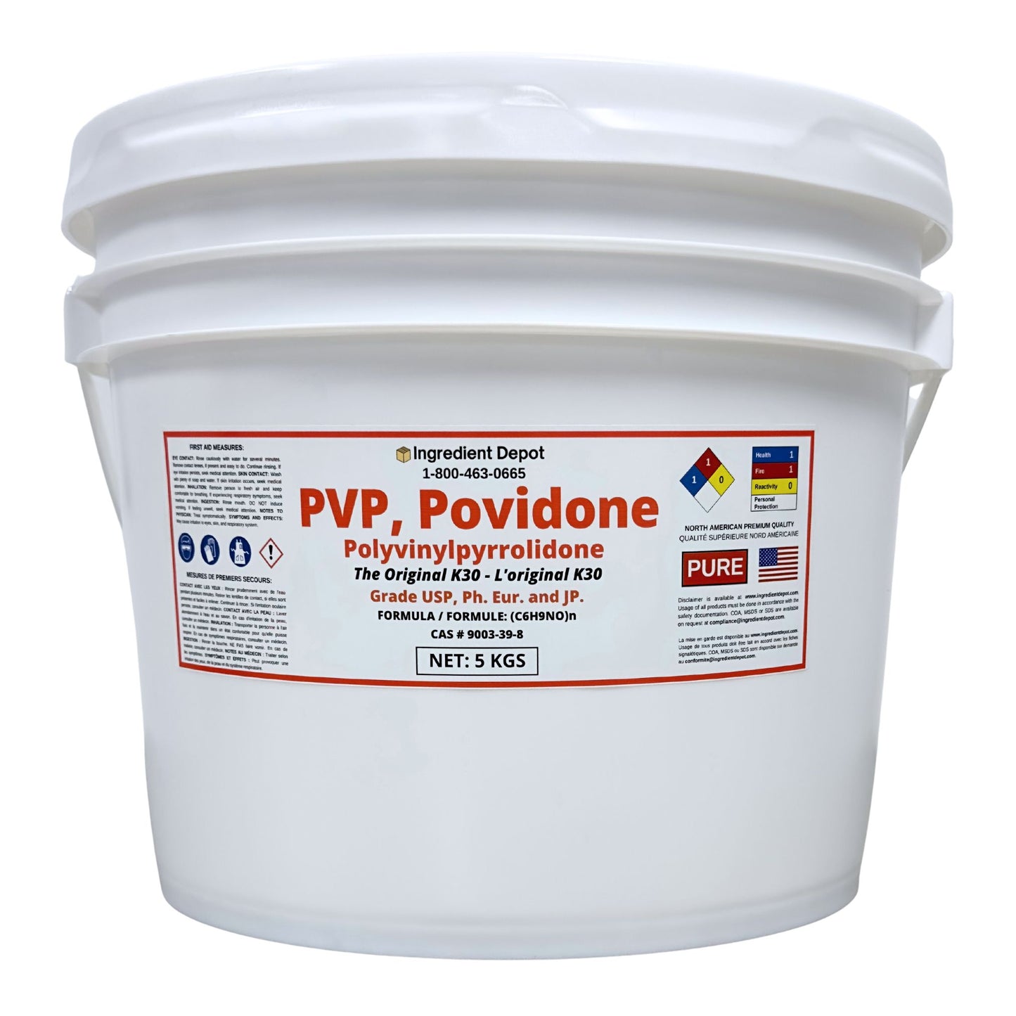 PVP Original K30, Povidone, Polyvinylpyrrolidone 5 kgs - IngredientDepot.com