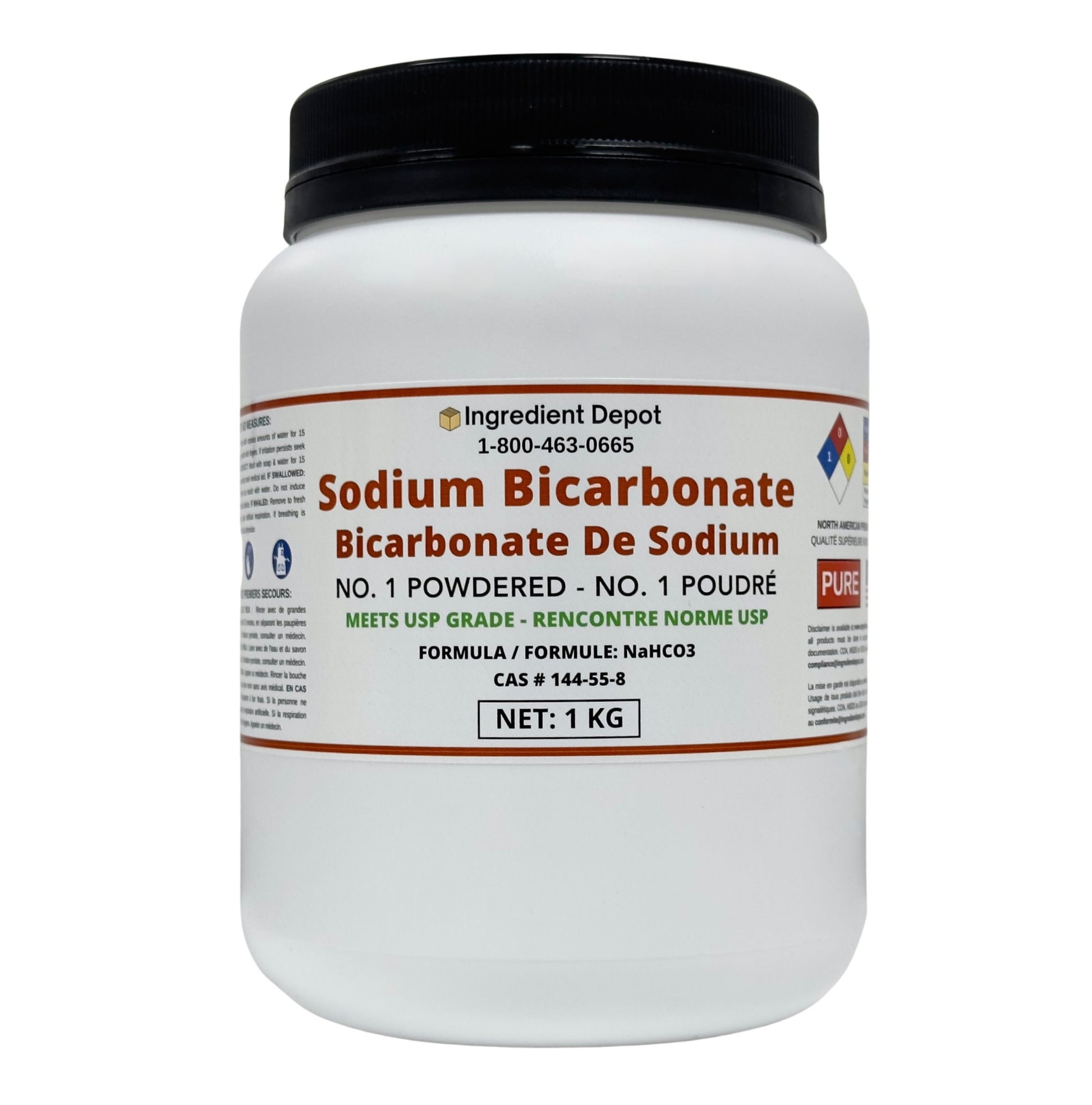 Sodium Bicarbonate No. 1 Powdered, USP Grade 1 kg - IngredientDepot.com