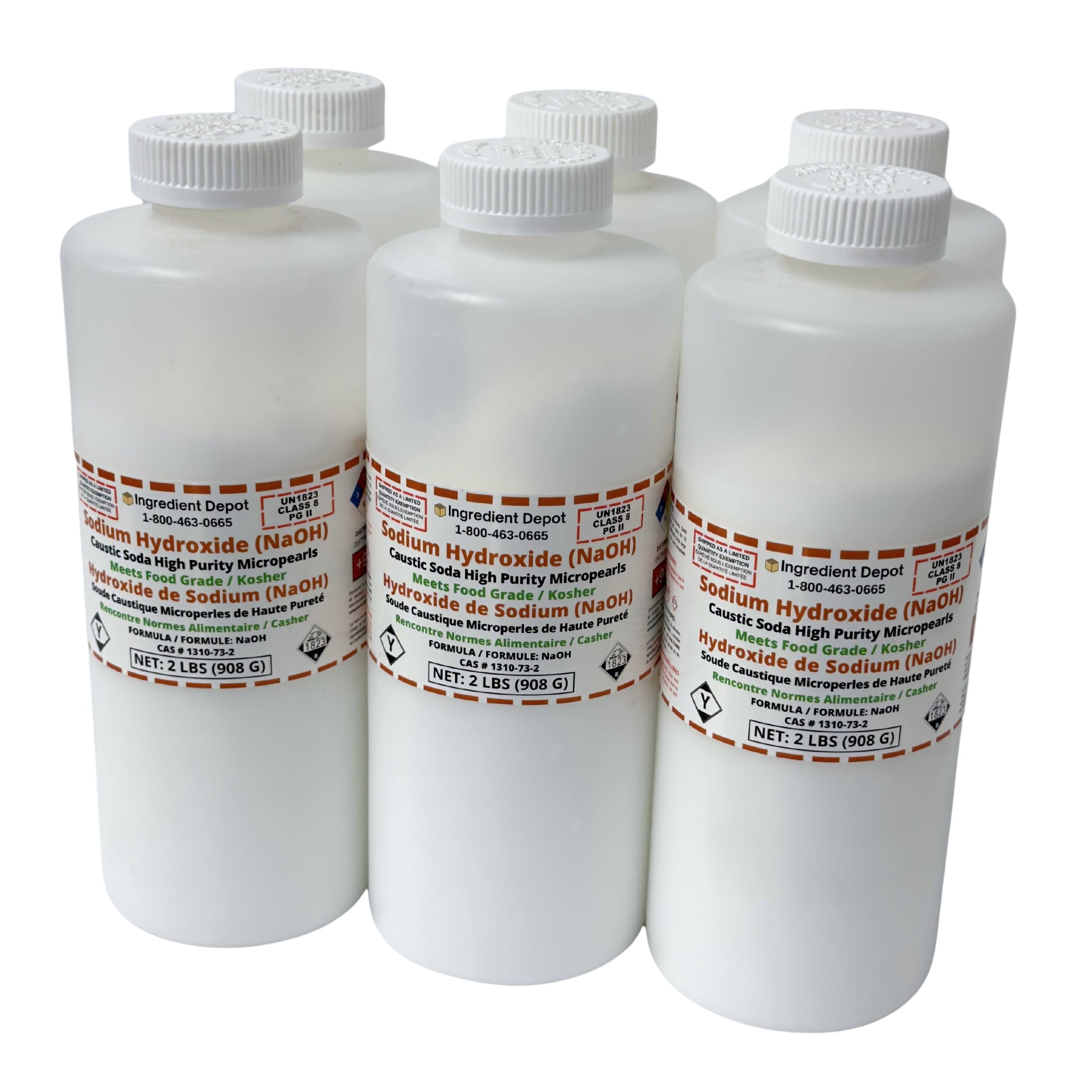 Sodium Hydroxide (NaOH or Caustic Soda) Micropearls 6 jars x 2 lbs ...